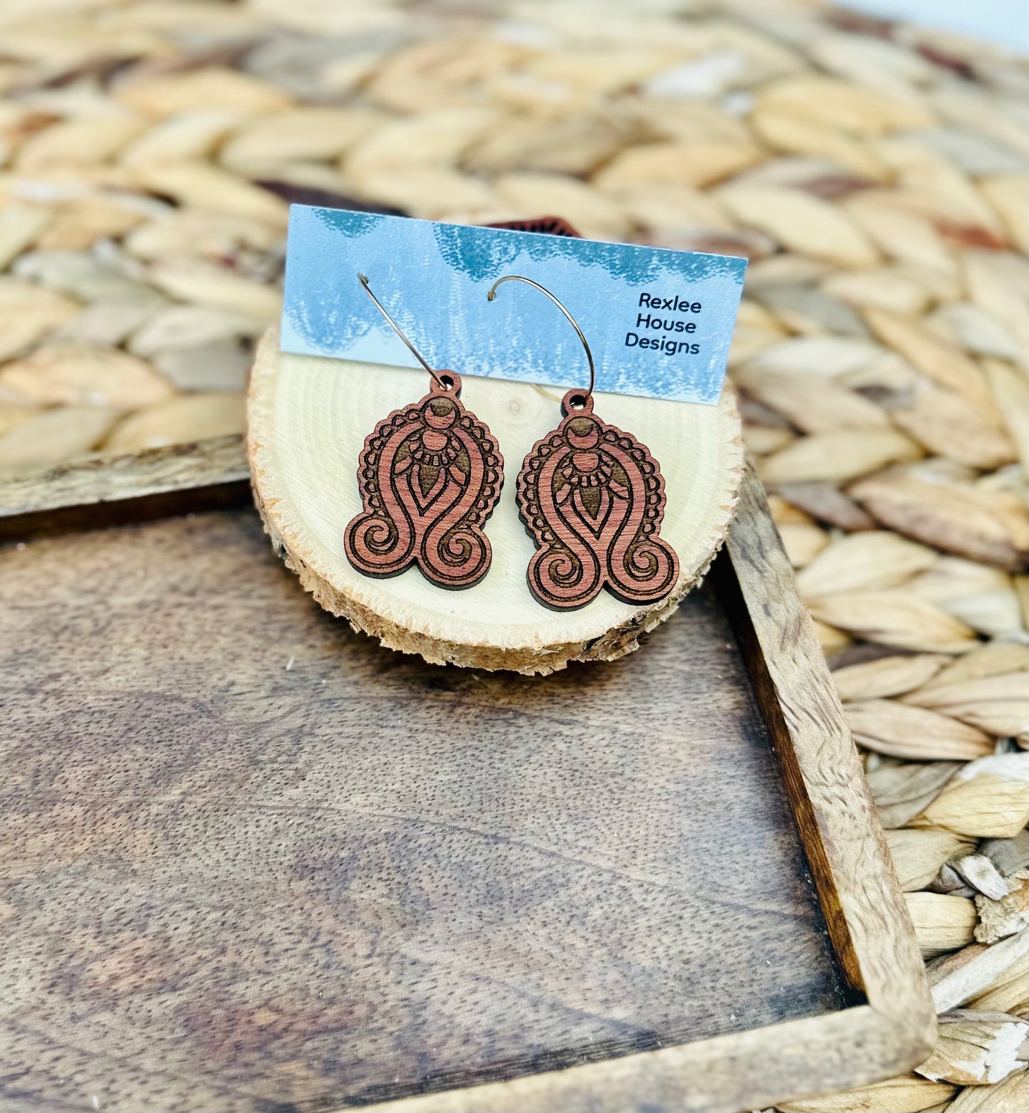 Hoop Scrolls - Wood Earrings