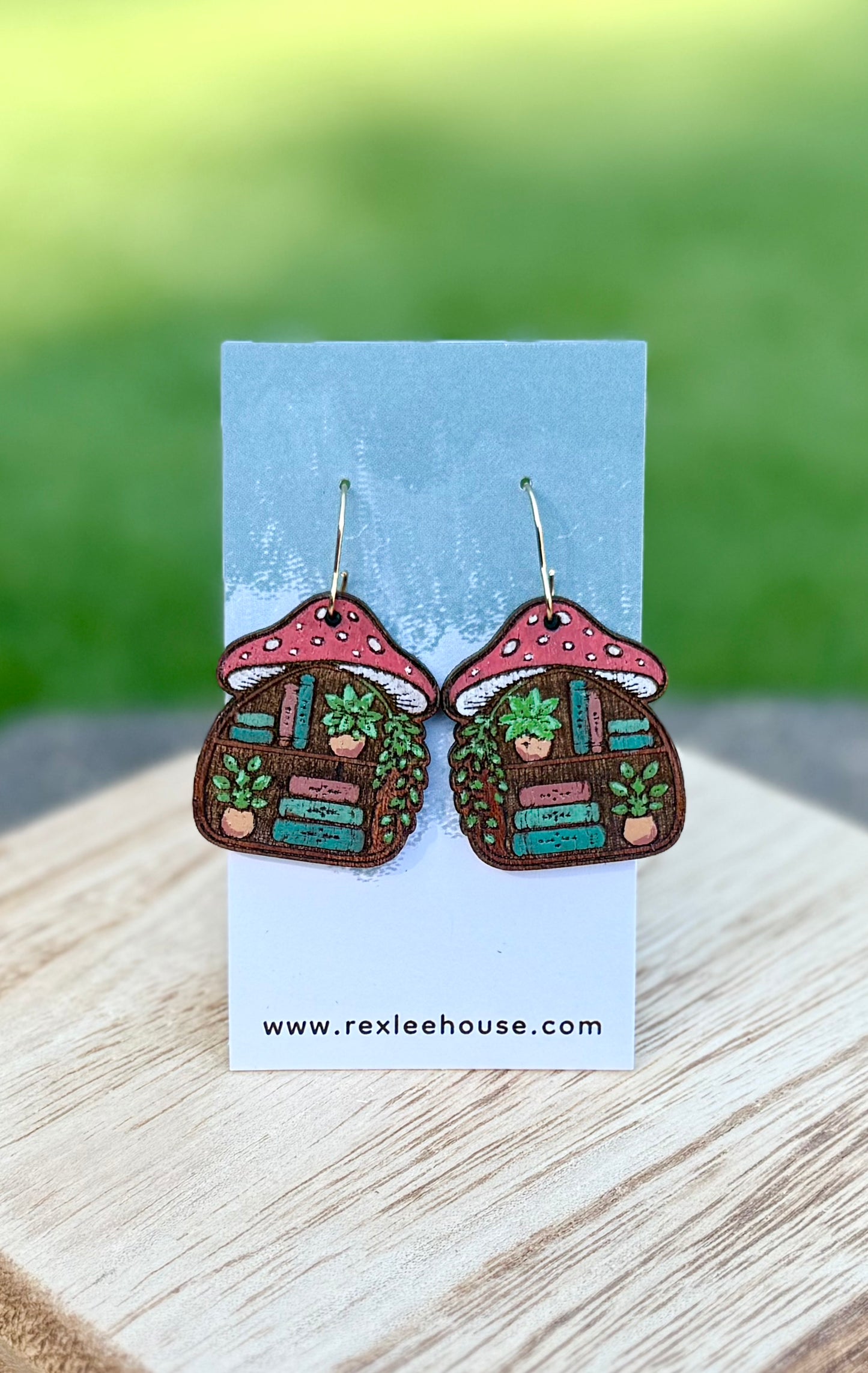 Fairytale Bookshelf - Painted Wood Earrings