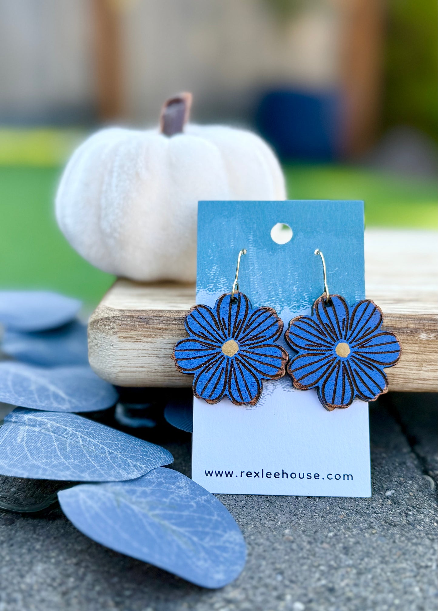 Purple Modern Florals - Painted Wood Earrings