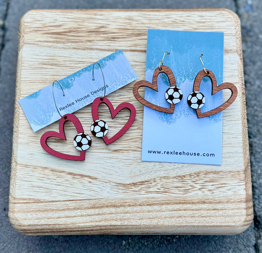 Soccer Love - Painted Wood Earrings