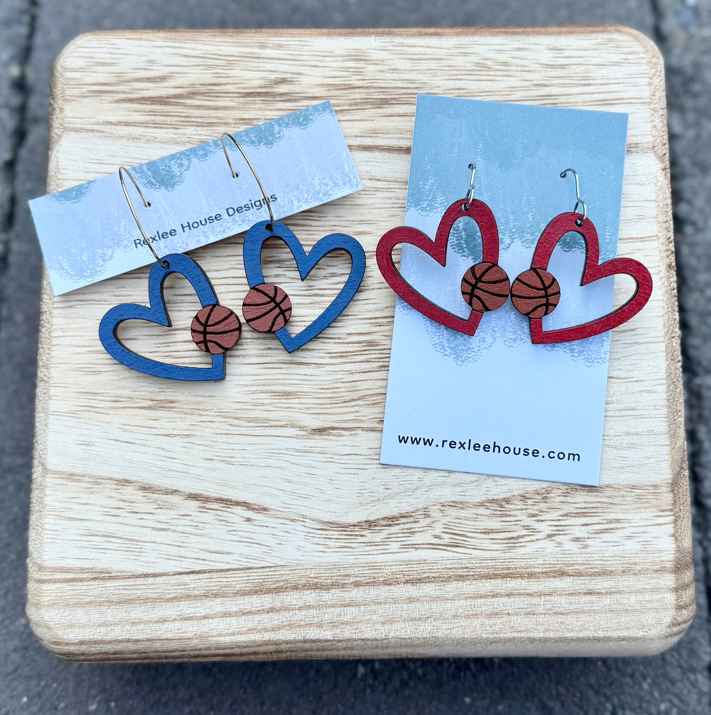 Basketball Love - Painted Wood Earrings