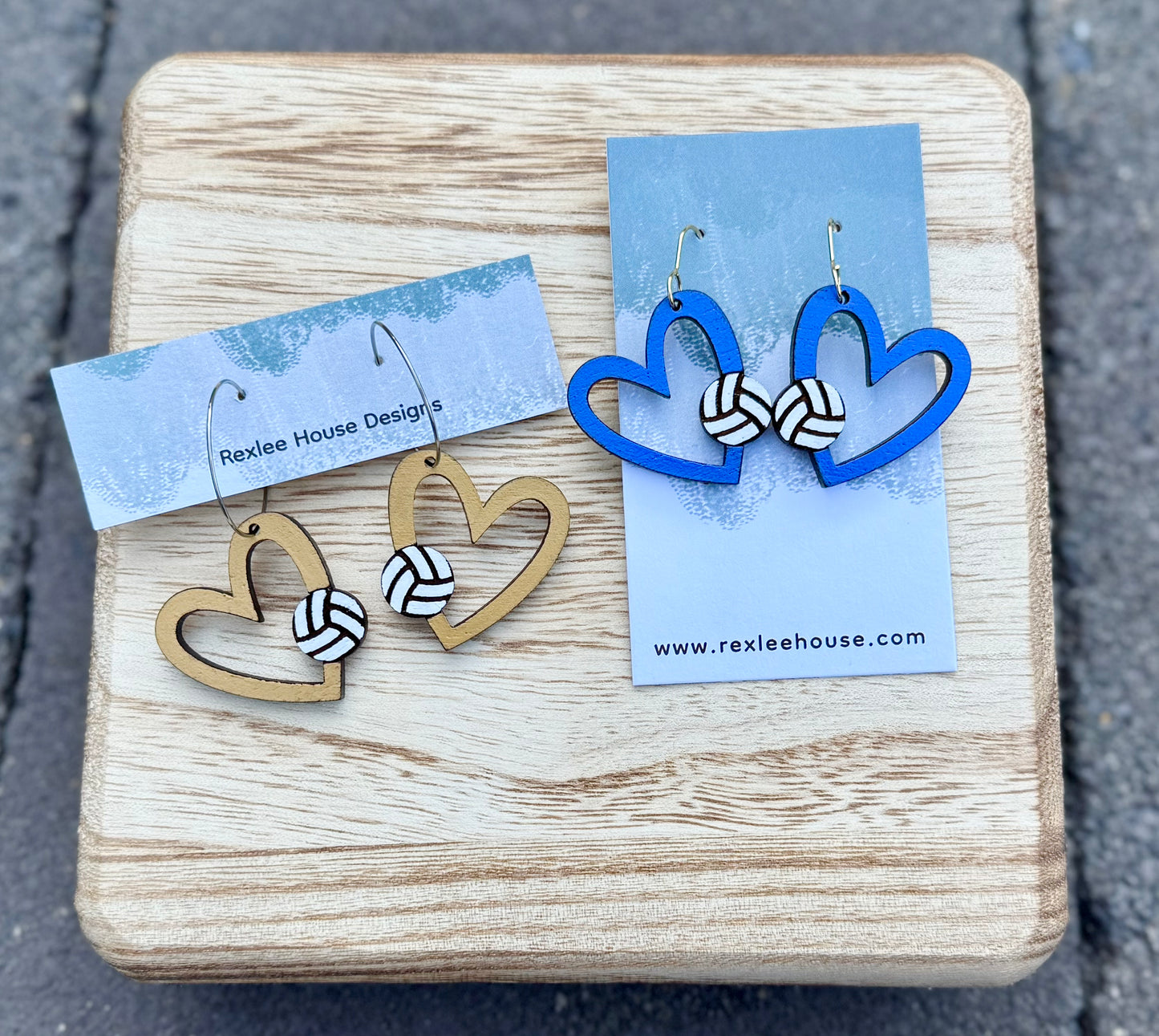 Volleyball Love - Painted Wood Earrings