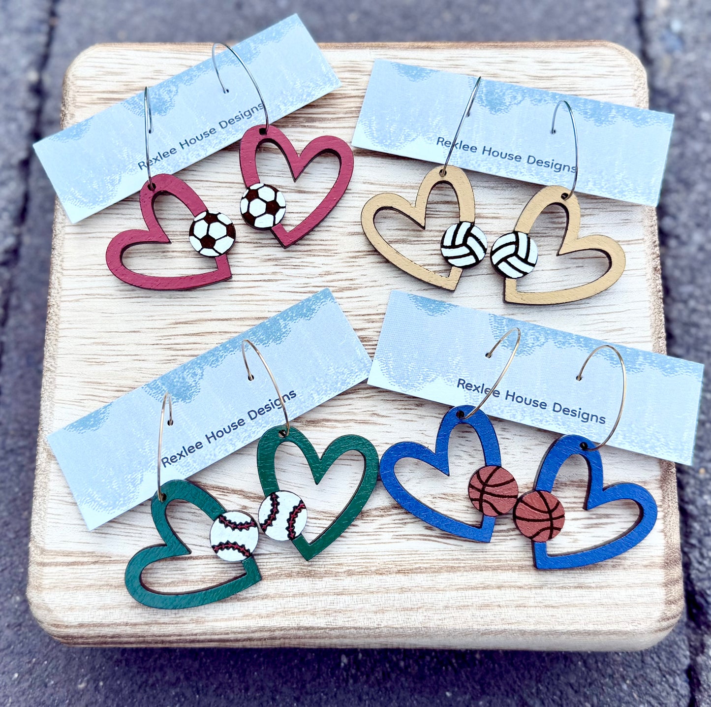 Baseball Love - Painted Wood Earrings