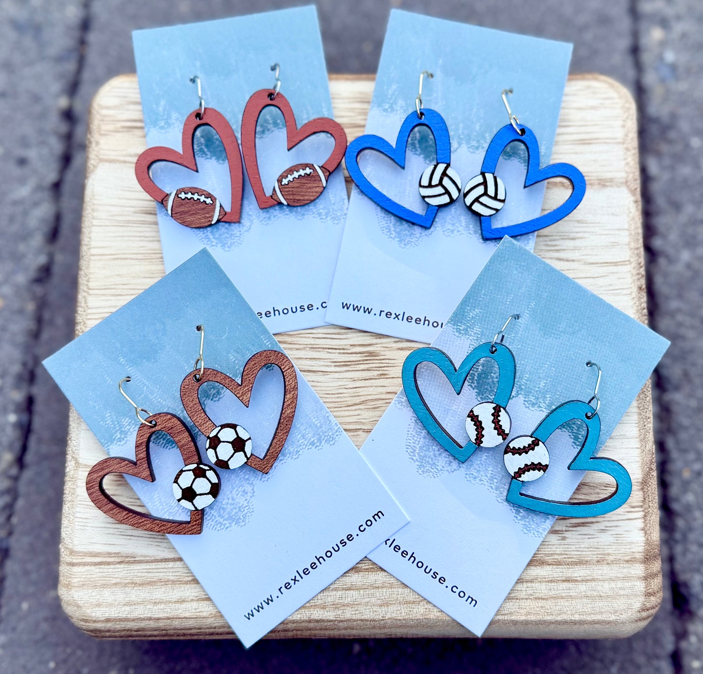 Baseball Love - Painted Wood Earrings