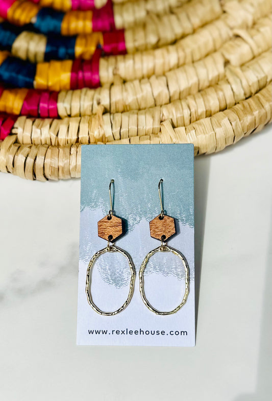 Hammered Gold Oval Earrings