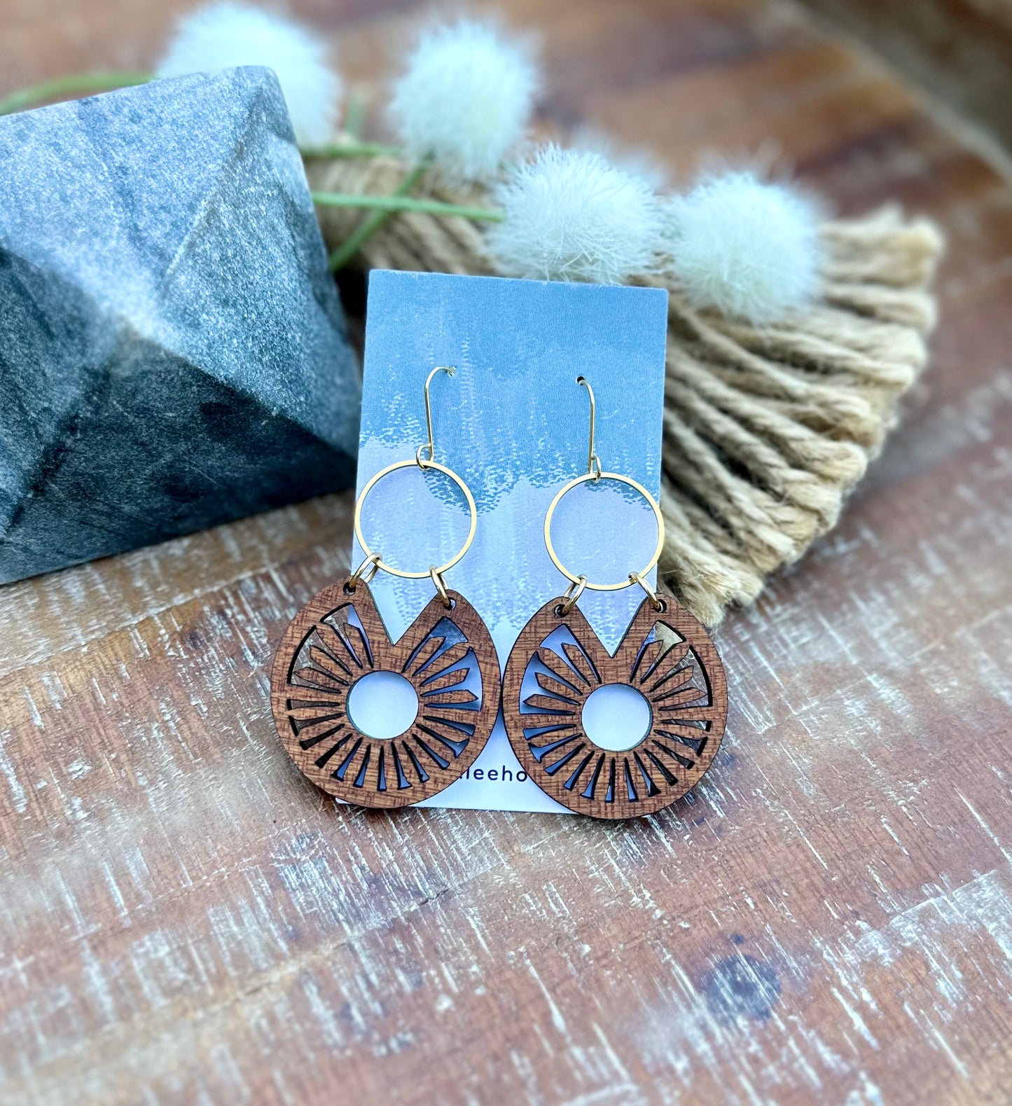 Chunky Starburst - Wood Earrings