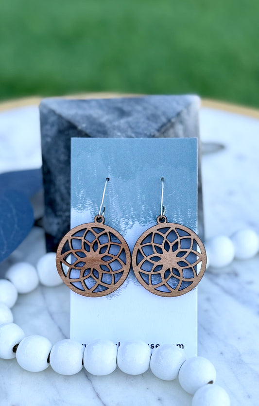 Dream Weaver - Cherry Wood Earrings