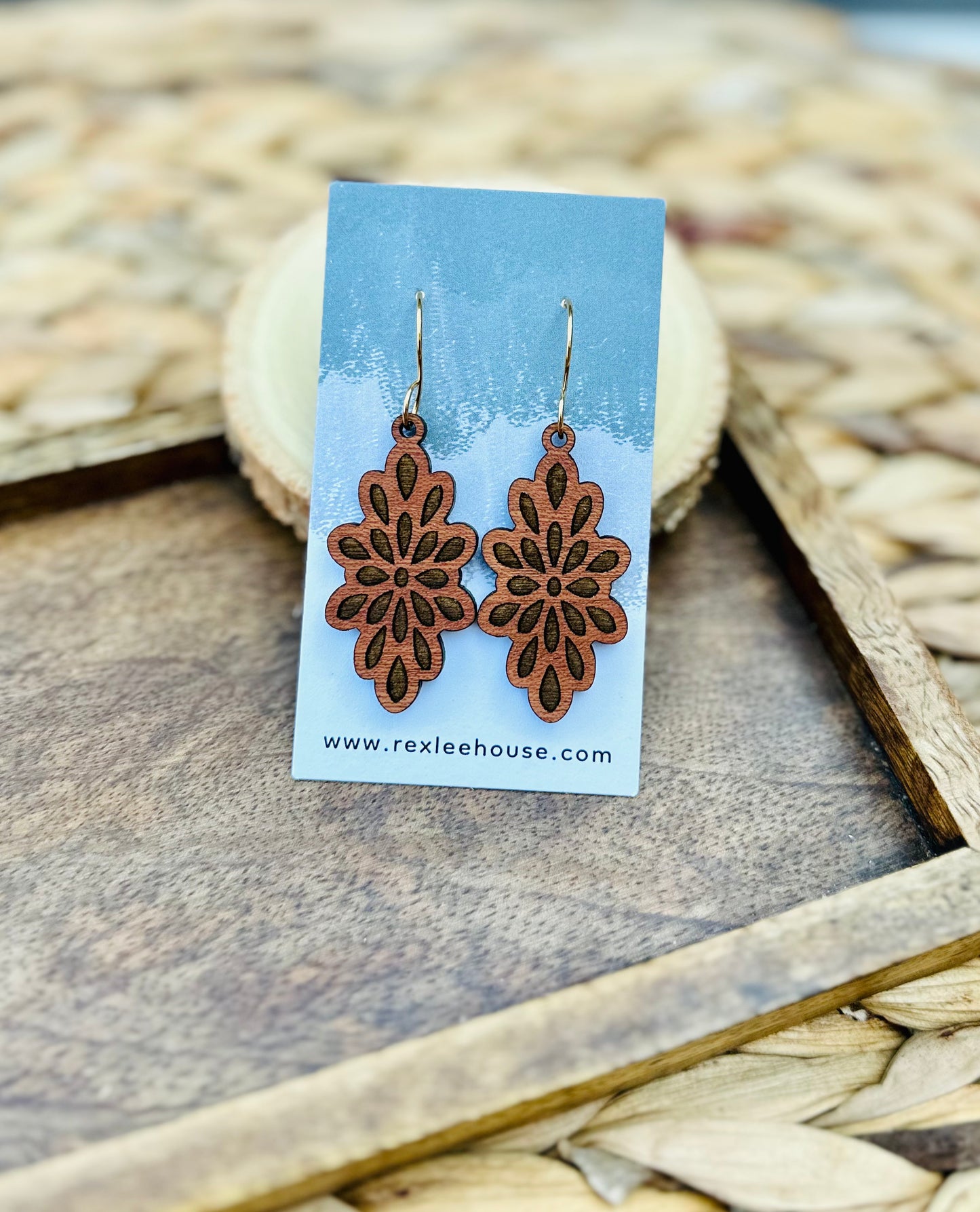 Flower Drop- Wood Earrings