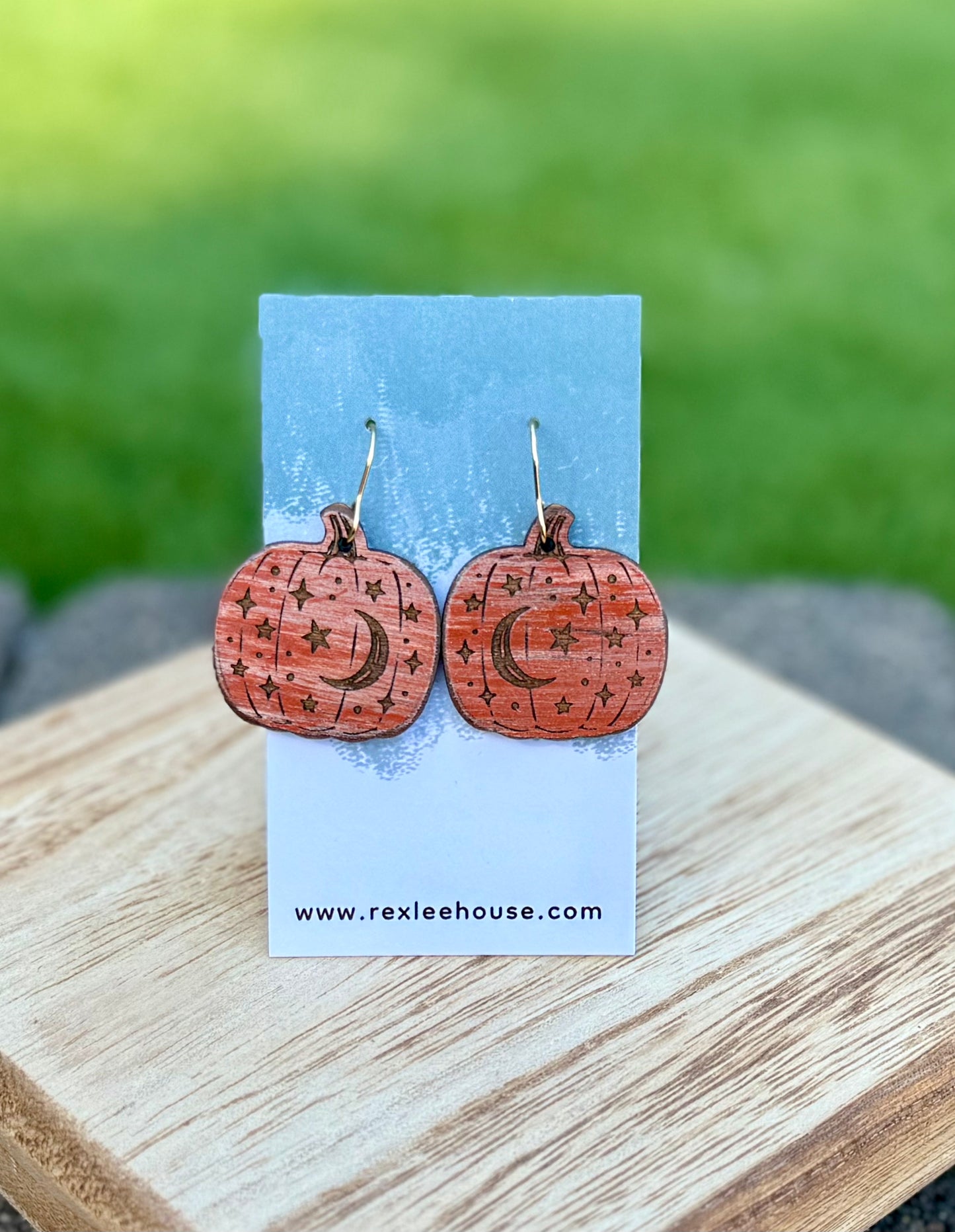 Moon Pumpkins - Painted Wood Earrings