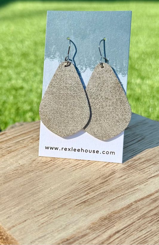 Soft Grey Teardrop - Leather Earrings