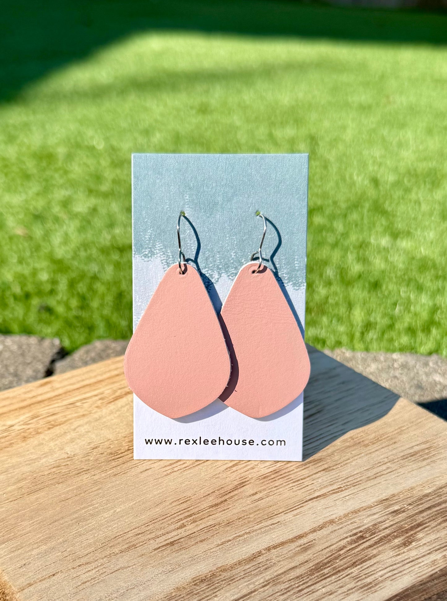 Blush Teardrop - Leather Earrings