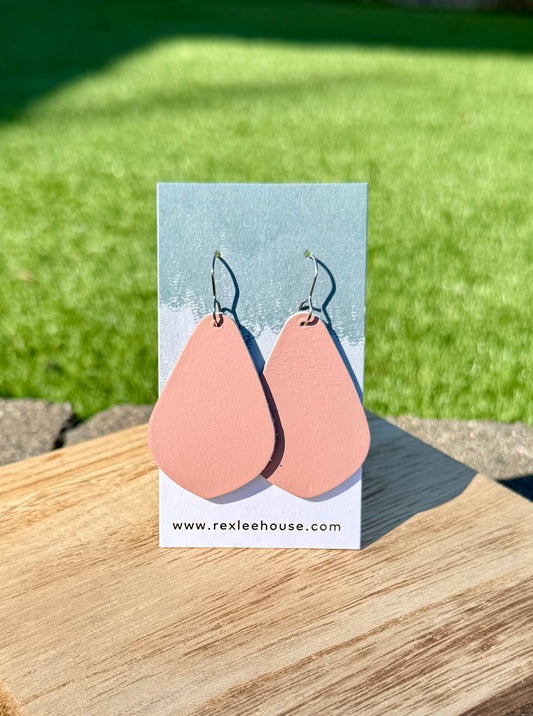 Blush Teardrop - Leather Earrings