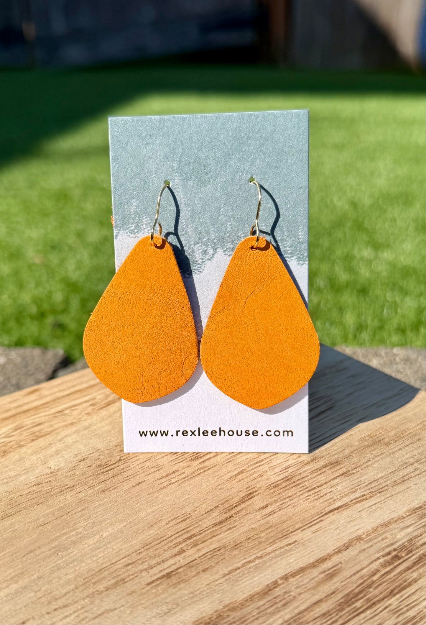 Pumpkin Teardrop - Leather Earrings