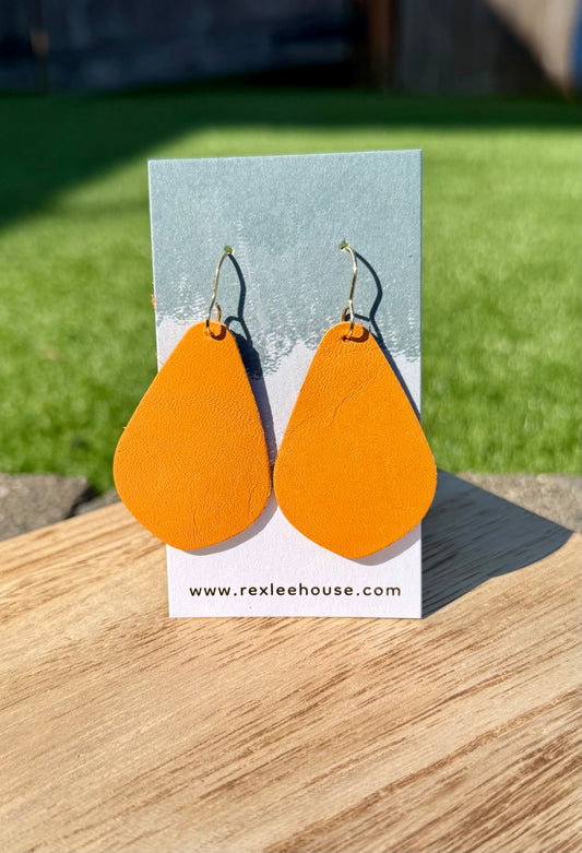 Pumpkin Teardrop - Leather Earrings