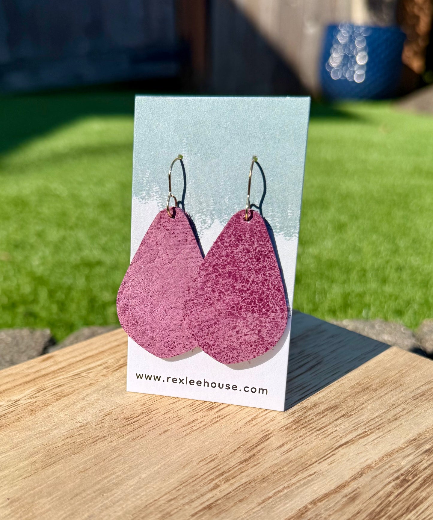 Distressed Purple - Leather Earrings