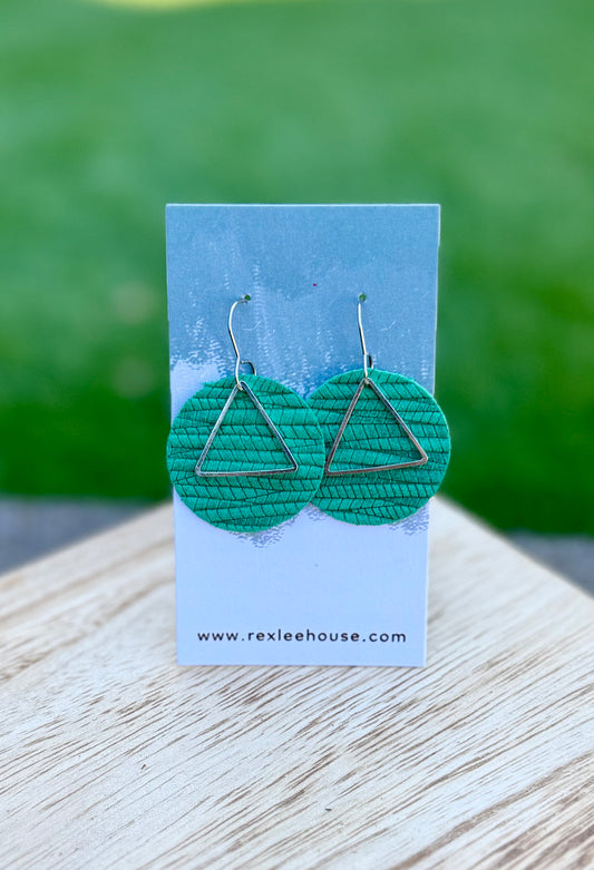 Braided Teal and Silver - Leather Earrings