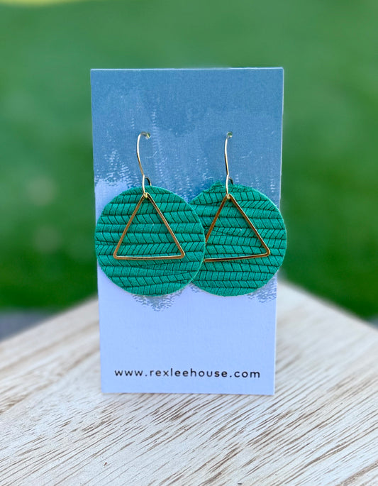 Braided Teal and Gold - Leather Earrings